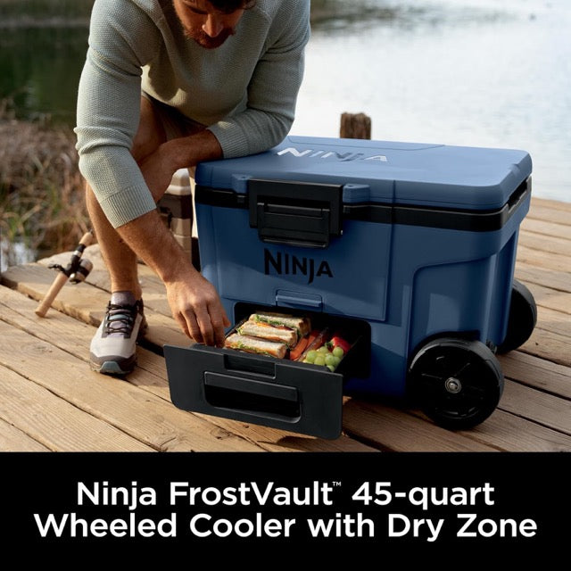 Ninja FrostVault Cooler with Wheels – Insulated Hard Cooler with Temp Dry Storage Drawer