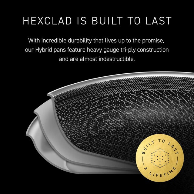 HexClad Hybrid Nonstick 8-Inch Frying Pan with Glass Lid