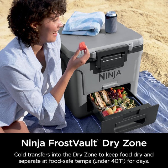 Ninja FrostVault Cooler with Wheels – Insulated Hard Cooler with Temp Dry Storage Drawer